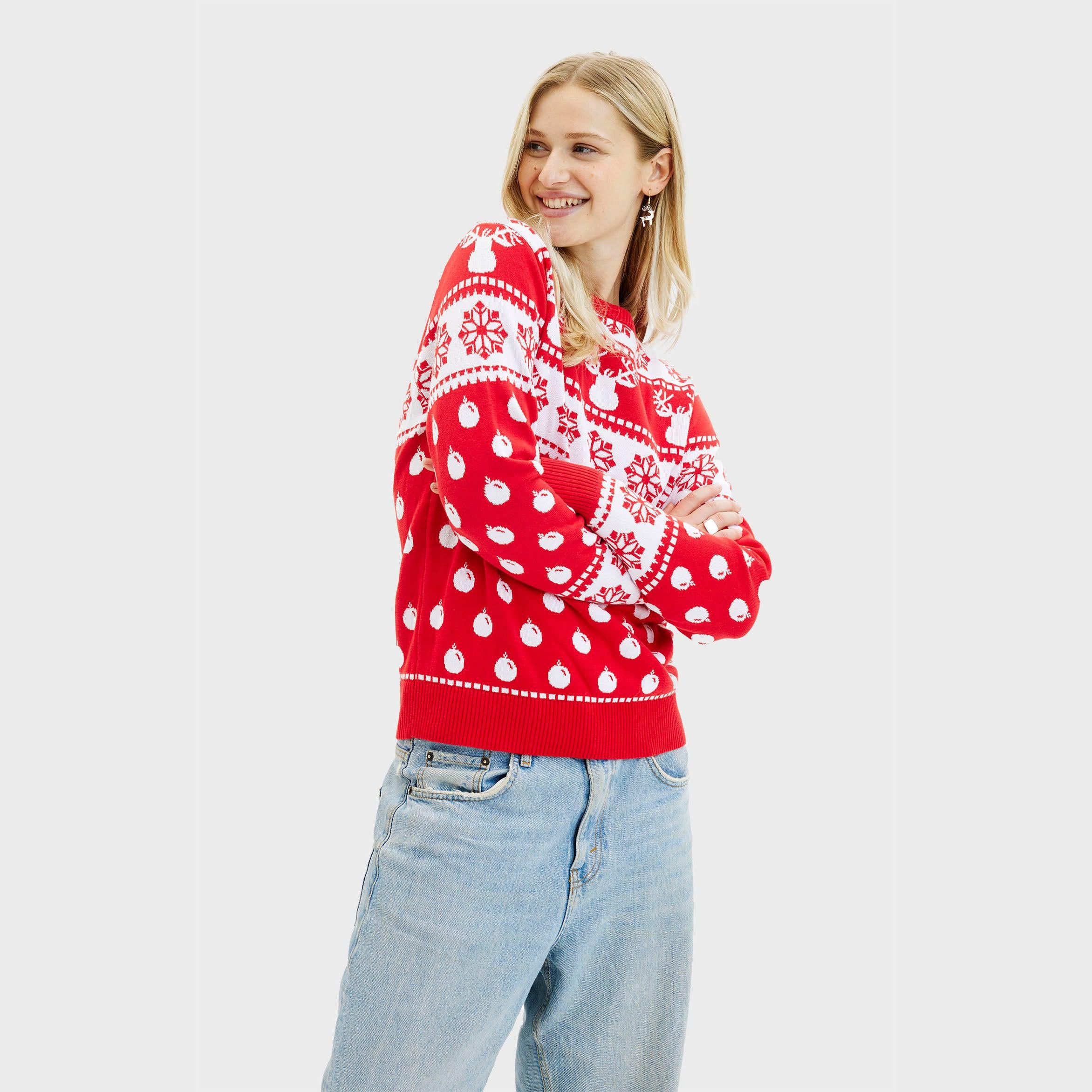 Der Klassische Weihnachtspullover Rot - Damen.